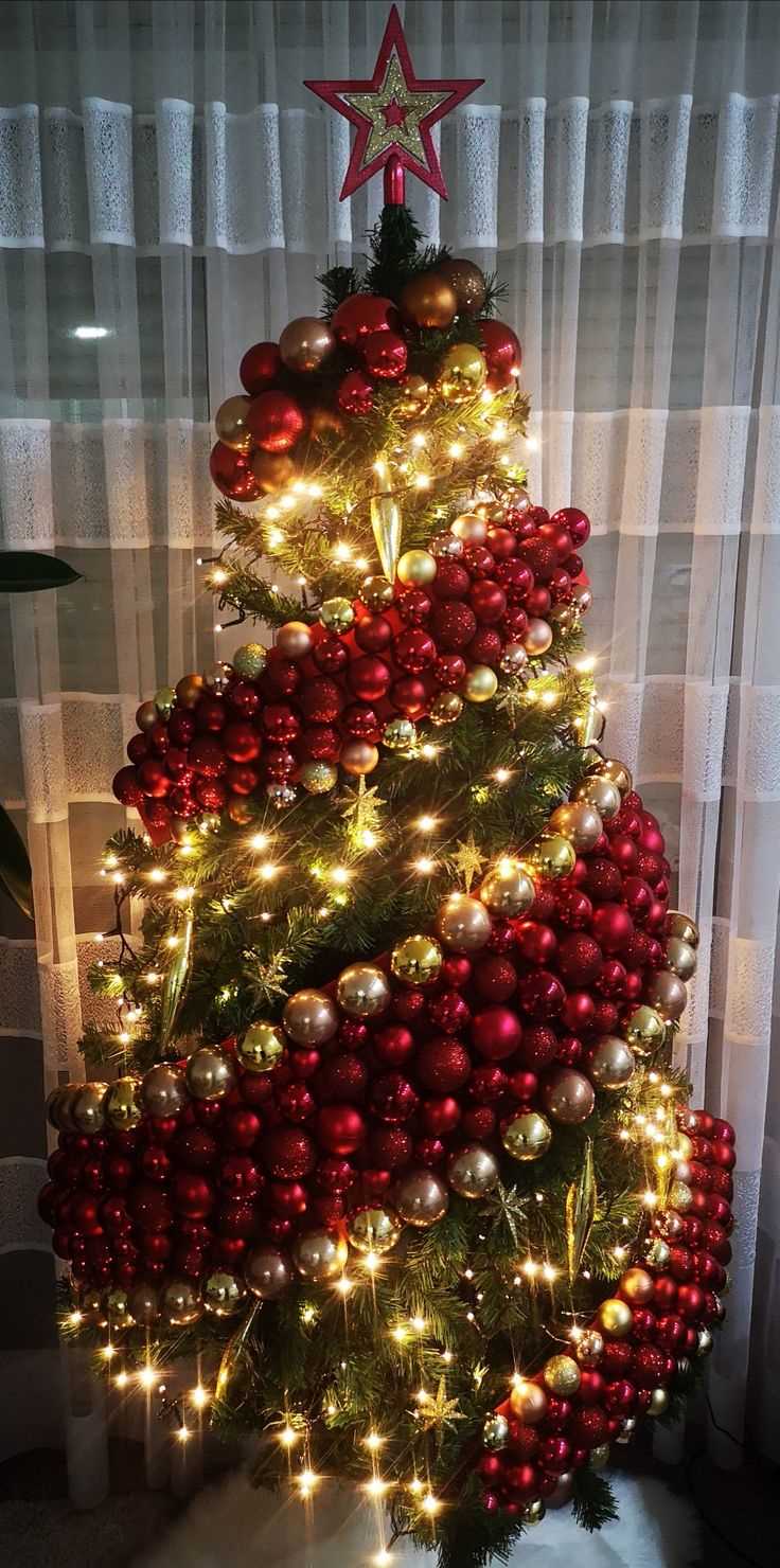 Red and Gold tree theme for Beautiful Christmas tree themes