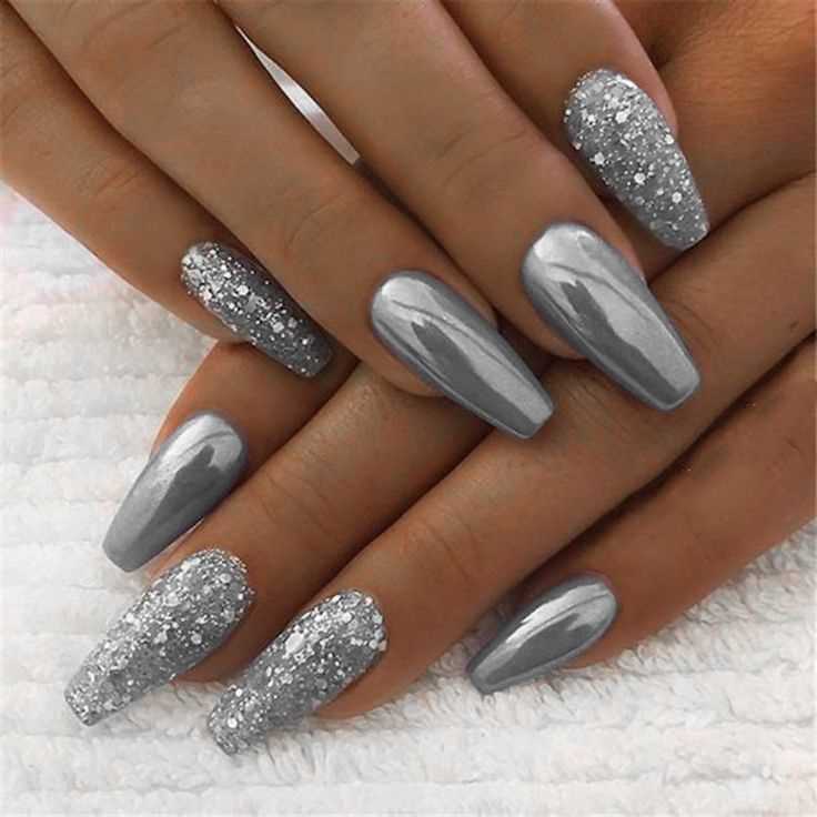 Glittery Metallic Foil Nails for Christmas Glitter, Glam, and Sparkle Nail Ideas