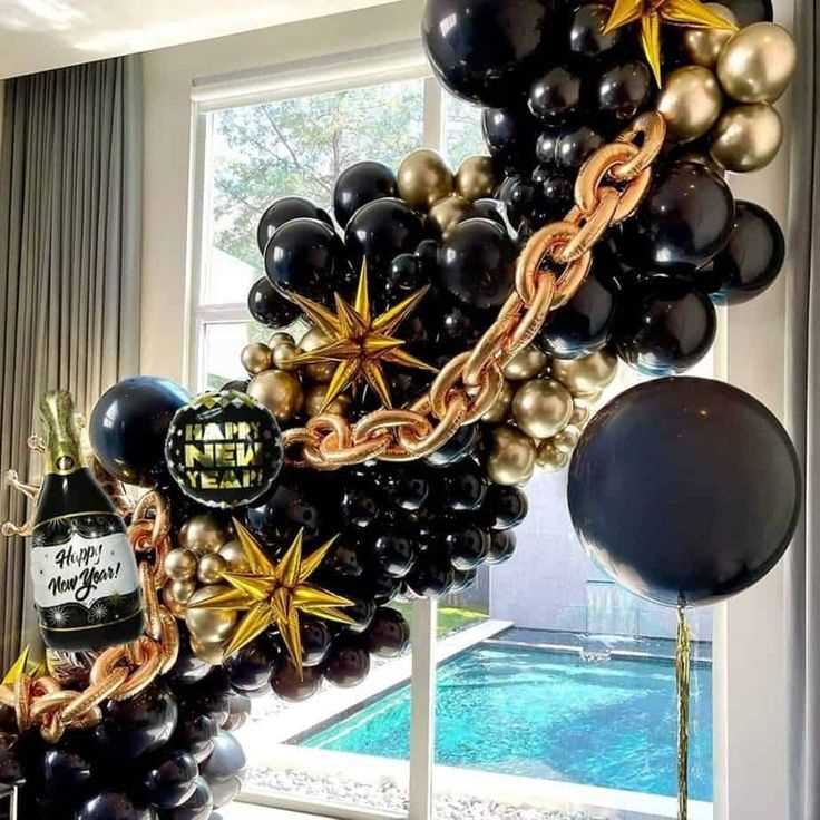 Balloon Arch or Balloon Garland for 15 Ways to Decorate for a Festive New Year’s Eve Dinner Party