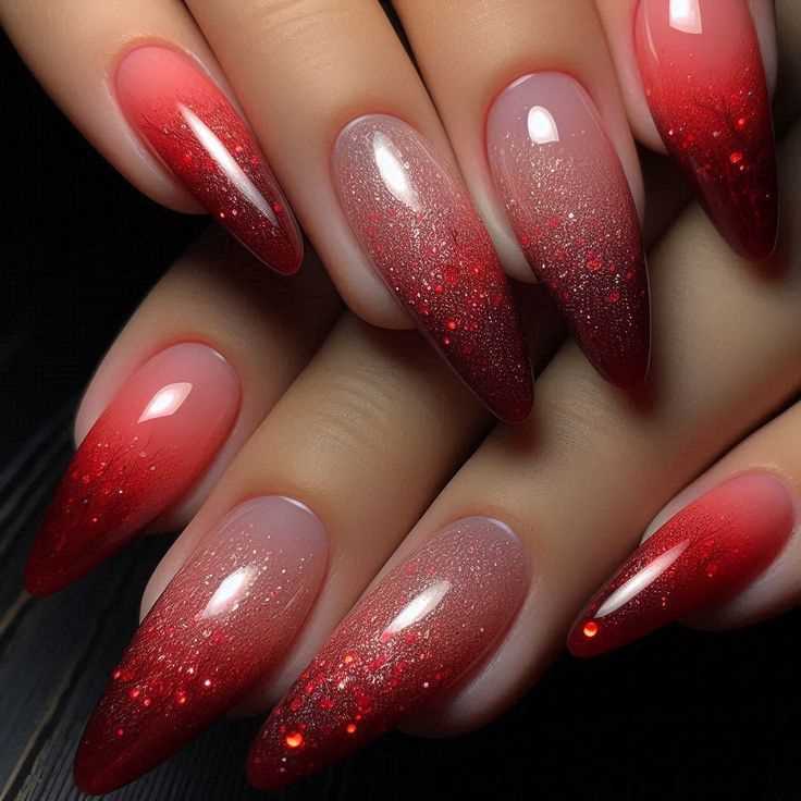 Valentine's Day Glitter Gradient for 10 Valentine’s Day Nail Tutorials